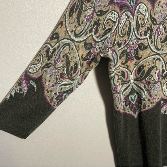 Talbots Audrey Pure Cashmere Sweater Paisley 3/4 Length Sleeves - Picture 11 of 11